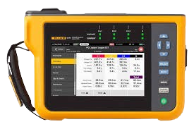 Professional energy audit equipment including power analyser and data loggers on a commercial facility site